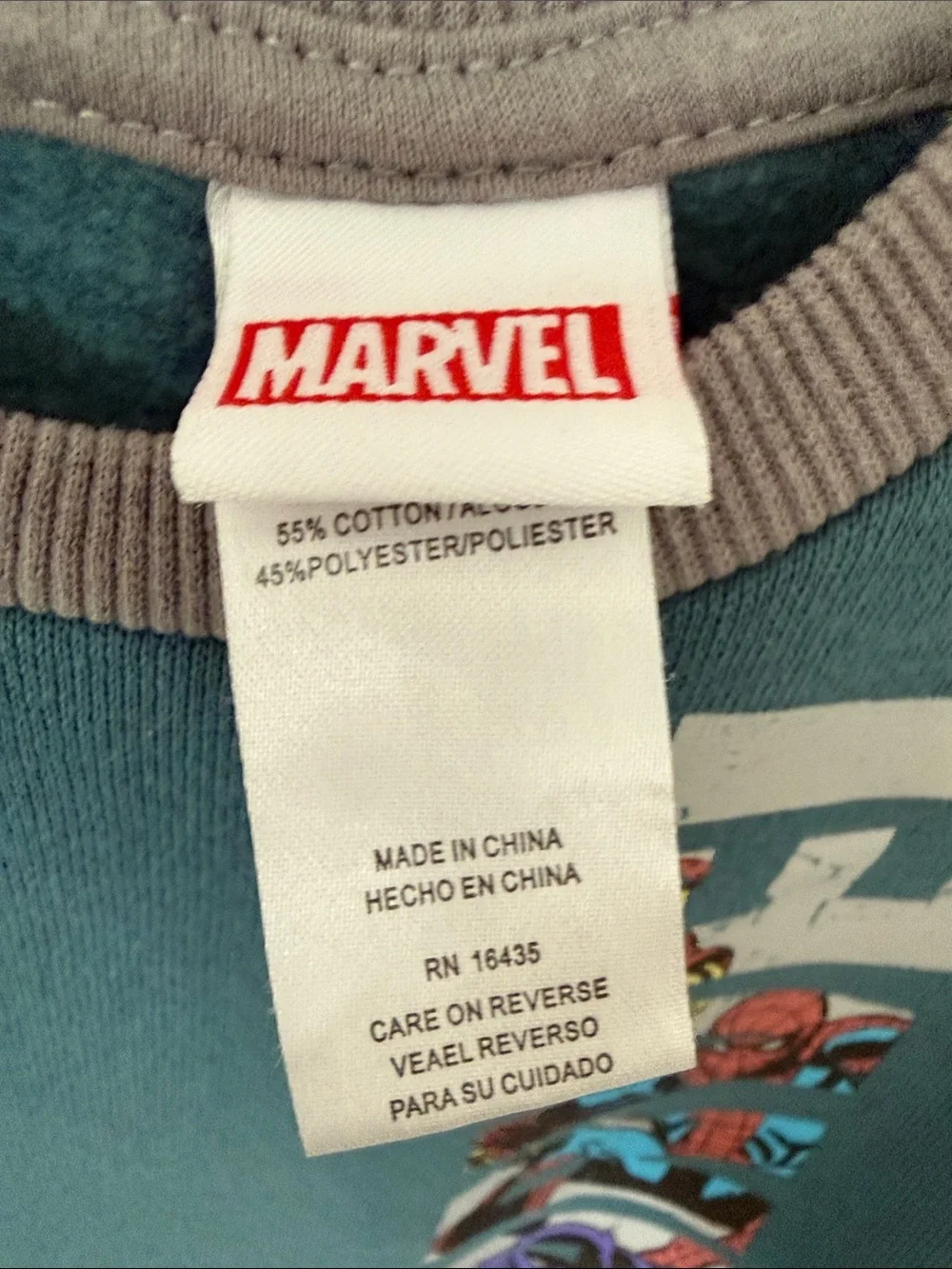 Marvel teal sweatshirt